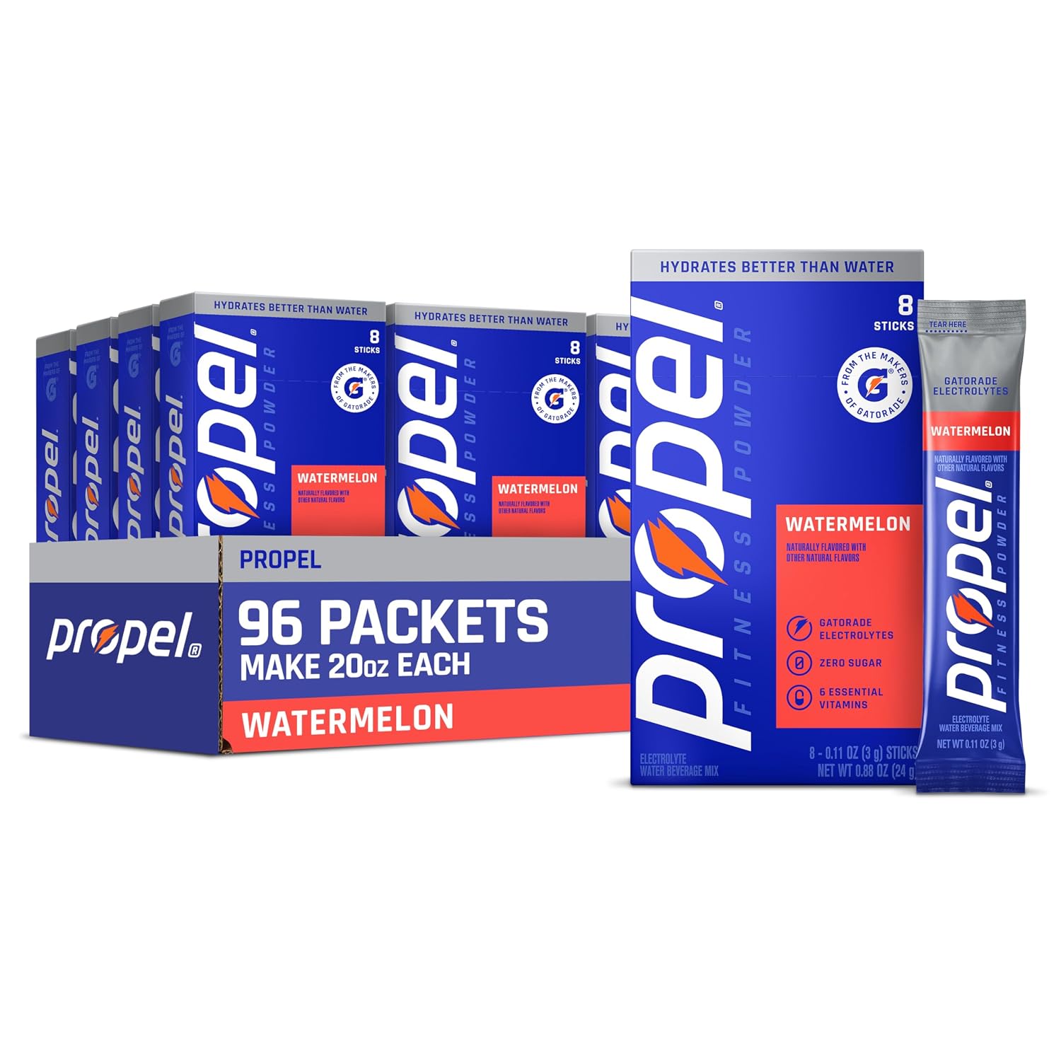 Propel Electrolyte Powder Drink Mix, Watermelon, (96 Servings)