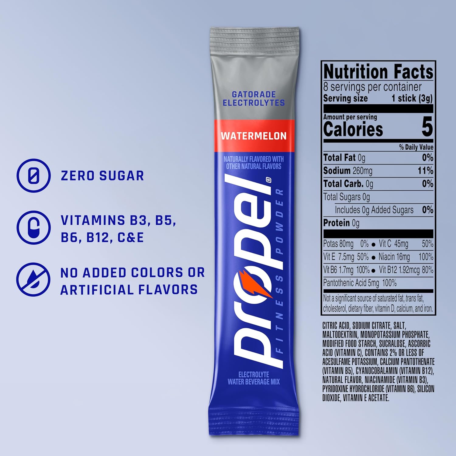 Propel Electrolyte Powder Drink Mix, Watermelon, (96 Servings)