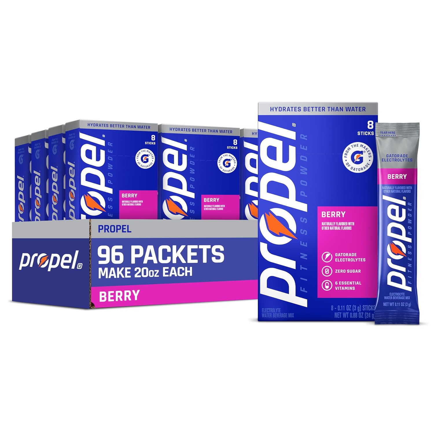 Propel Electrolyte Powder Drink Mix, Berry, (96 Servings)