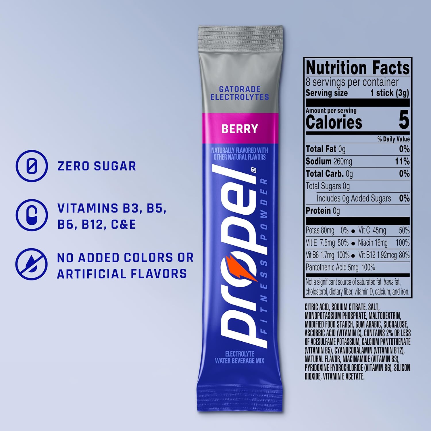 Propel Electrolyte Powder Drink Mix, Berry, (96 Servings)