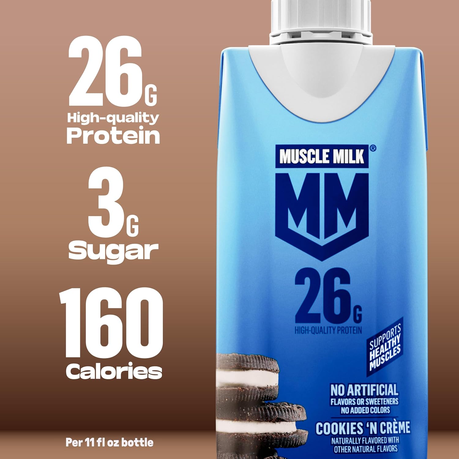 Muscle Milk High Protein Shake, Cookies 'n Creme, 11 oz Cartons (12 Pack)
