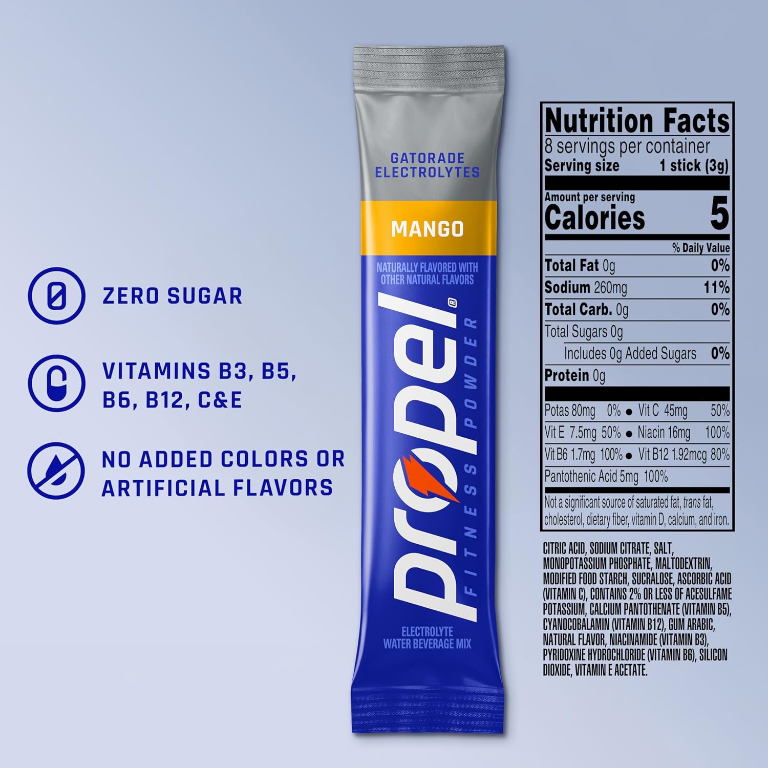 Propel Electrolyte Powder Drink Mix, Mango, (96 Servings)