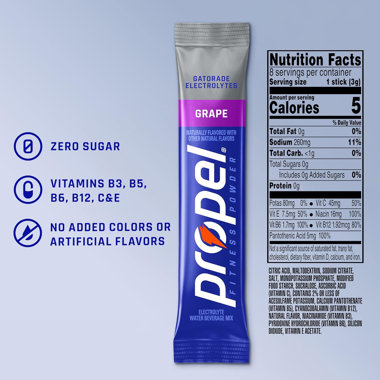 Propel Electrolyte Powder Drink Mix, Grape, (96 Servings)