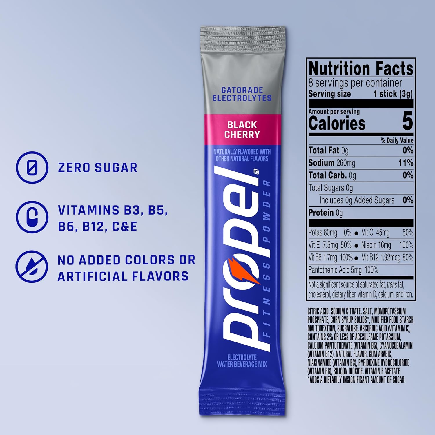 Propel Electrolyte Powder Drink Mix, Black Cherry, (96 Servings)