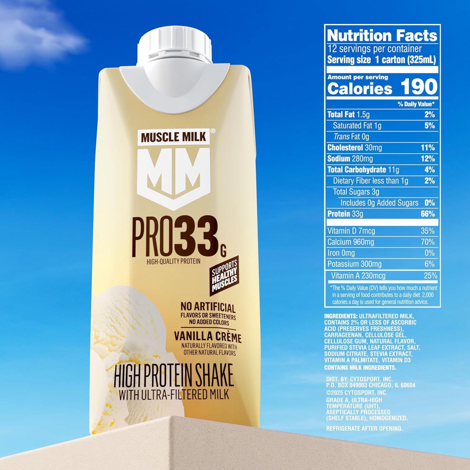 Muscle Milk Pro Liquid High Protein Shake, Vanilla Creme, 11 Fl Oz (Pack of 12)