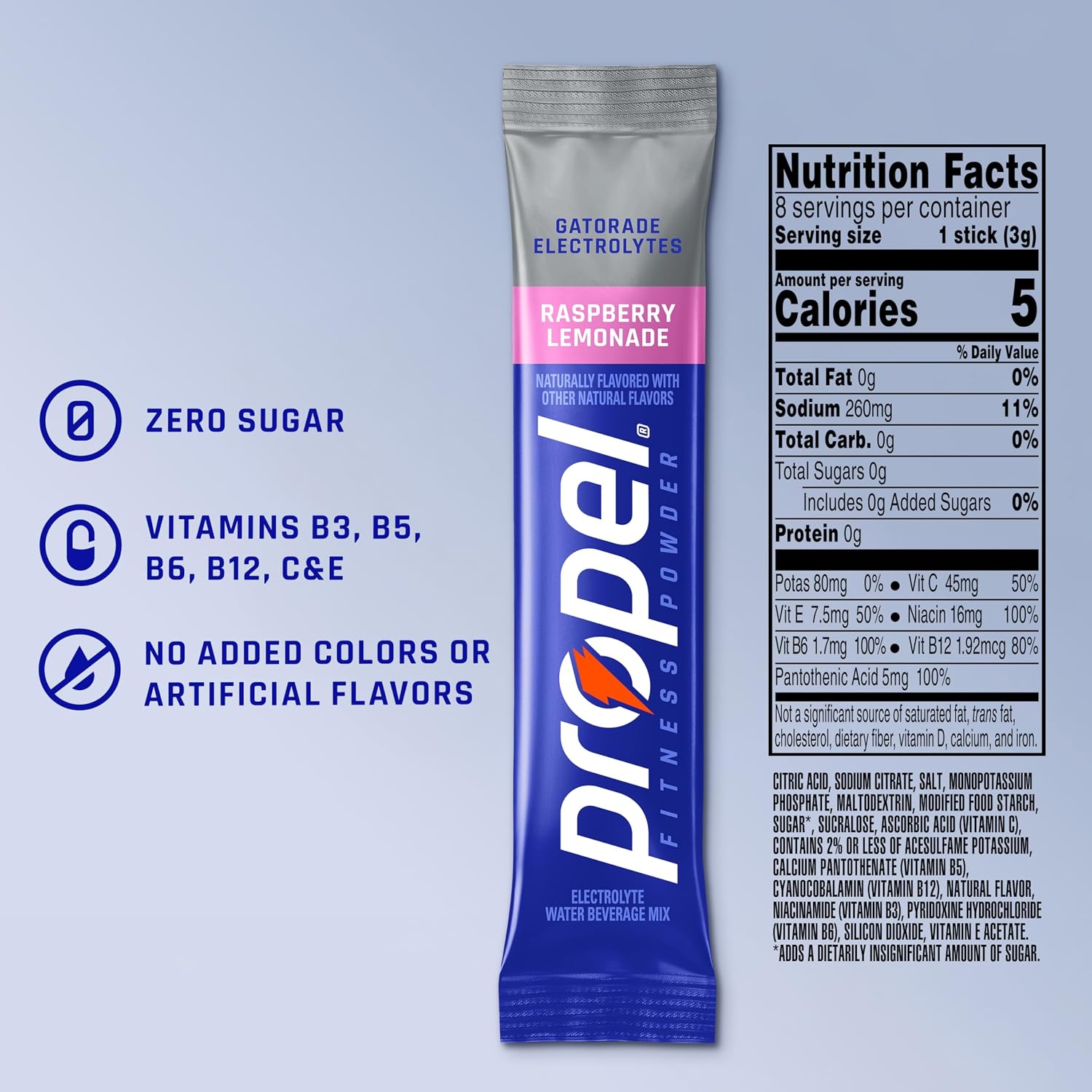 Propel Electrolyte Powder Drink Mix, Raspberry Lemonade, (96 Servings)