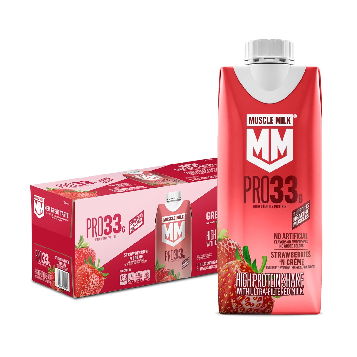 Muscle Milk Pro Liquid High Protein Shake, Strawberry, 11 Fl Oz (Pack of 12)