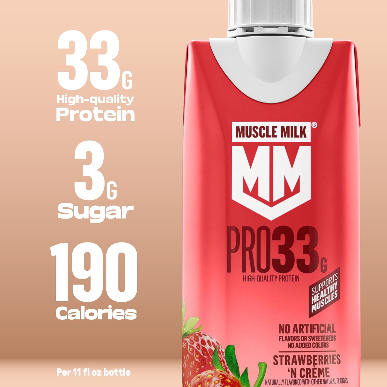 Muscle Milk Pro Liquid High Protein Shake, Strawberry, 11 Fl Oz (Pack of 12)