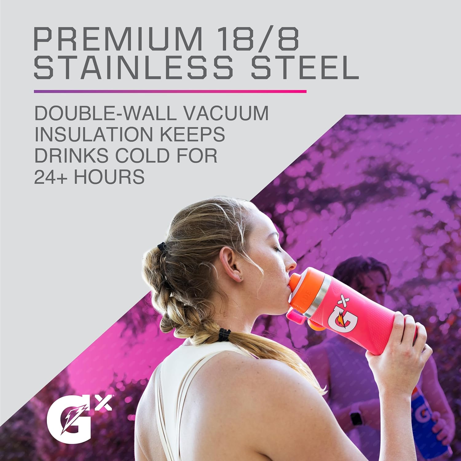 Gatorade Gx Stainless Steel Bottle, 32oz Neon Blue