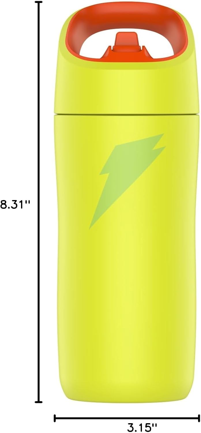 Gatorade Kids' Rookie Metal Water Bottle, 12oz, Stainless Steel Bottle, Double-Wall Insulation, Vacuum Insulated, Thermo Mug Yellow