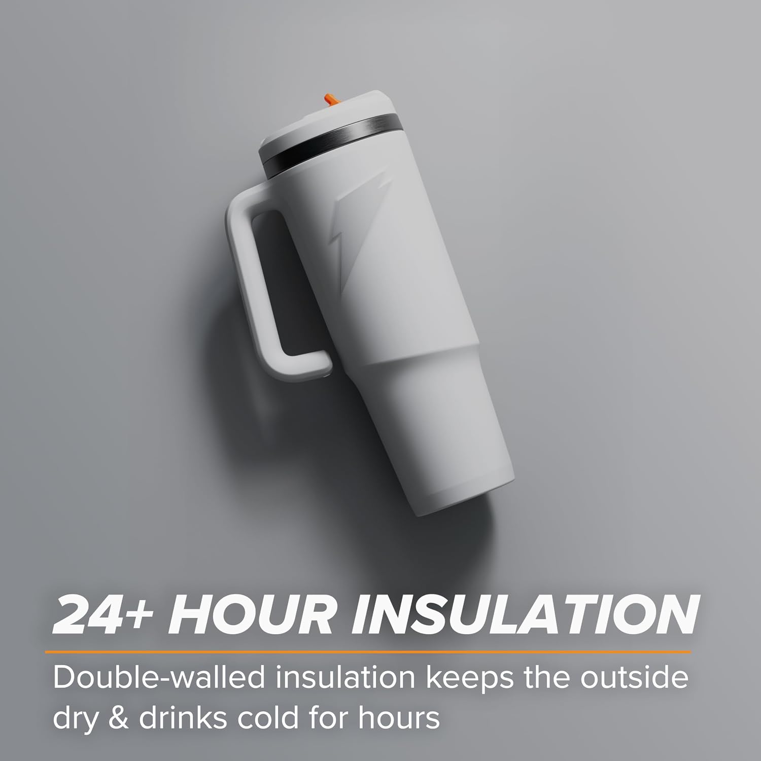 Gatorade Crossover Stainless Steel Tumbler Water Bottle, White, Double-Wall Insulation, 36 fl oz
