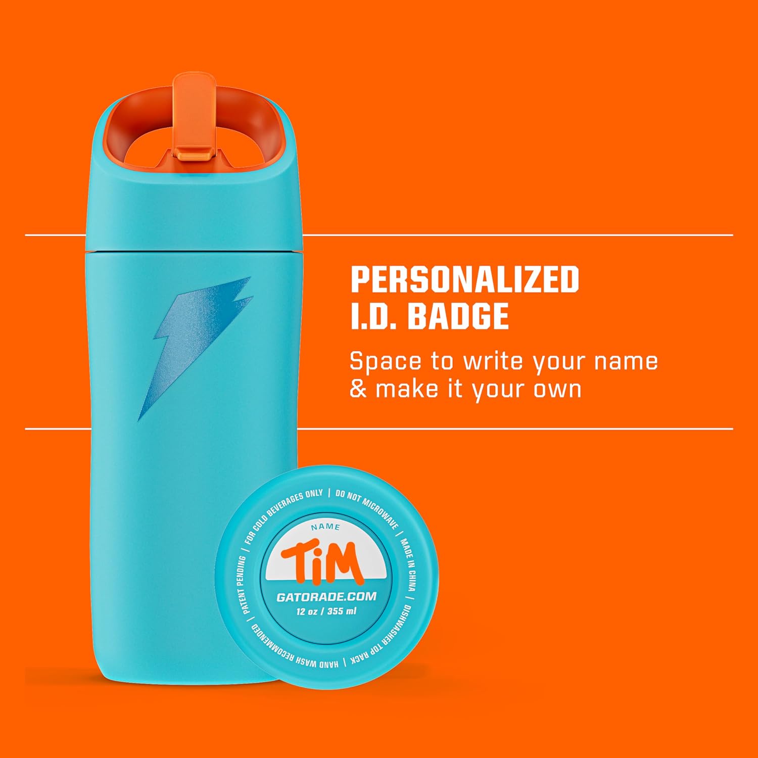 Gatorade Kids' Rookie Metal Water Bottle, 12oz, Stainless Steel Bottle, Double-Wall Insulation, Vacuum Insulated, Thermo Mug Light Blue