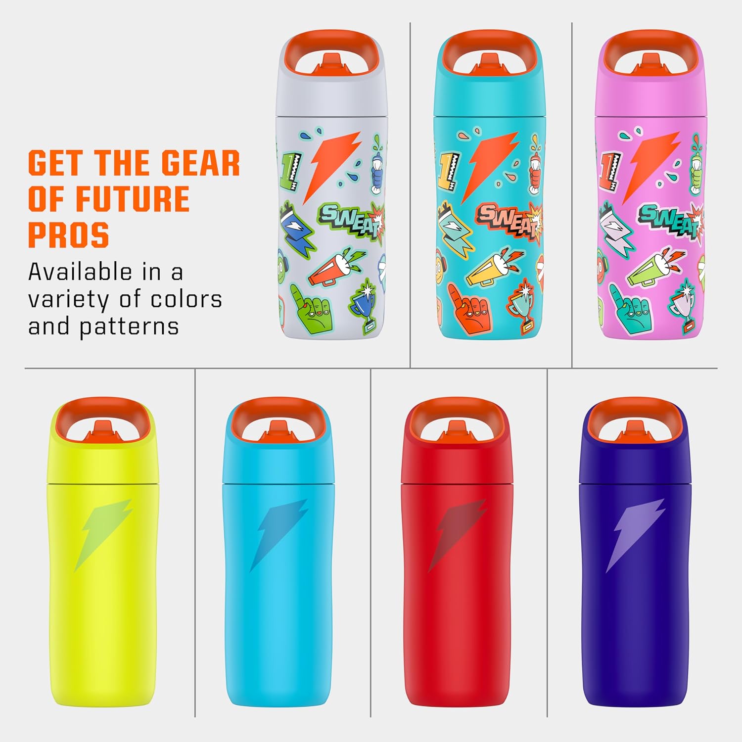 Gatorade Kids' Rookie Metal Water Bottle, 12oz, Stainless Steel Bottle, Double-Wall Insulation, Vacuum Insulated, Thermo Mug Light Blue