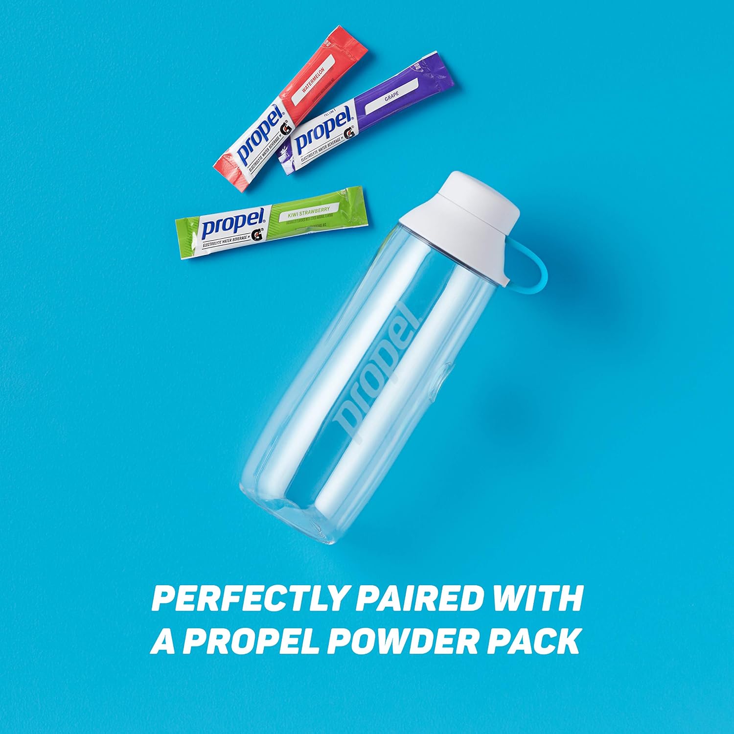 Propel 20oz Reusable Bottle, BPA Free, Impact Resistant, On-The-Go Strap, Dishwasher Safe White