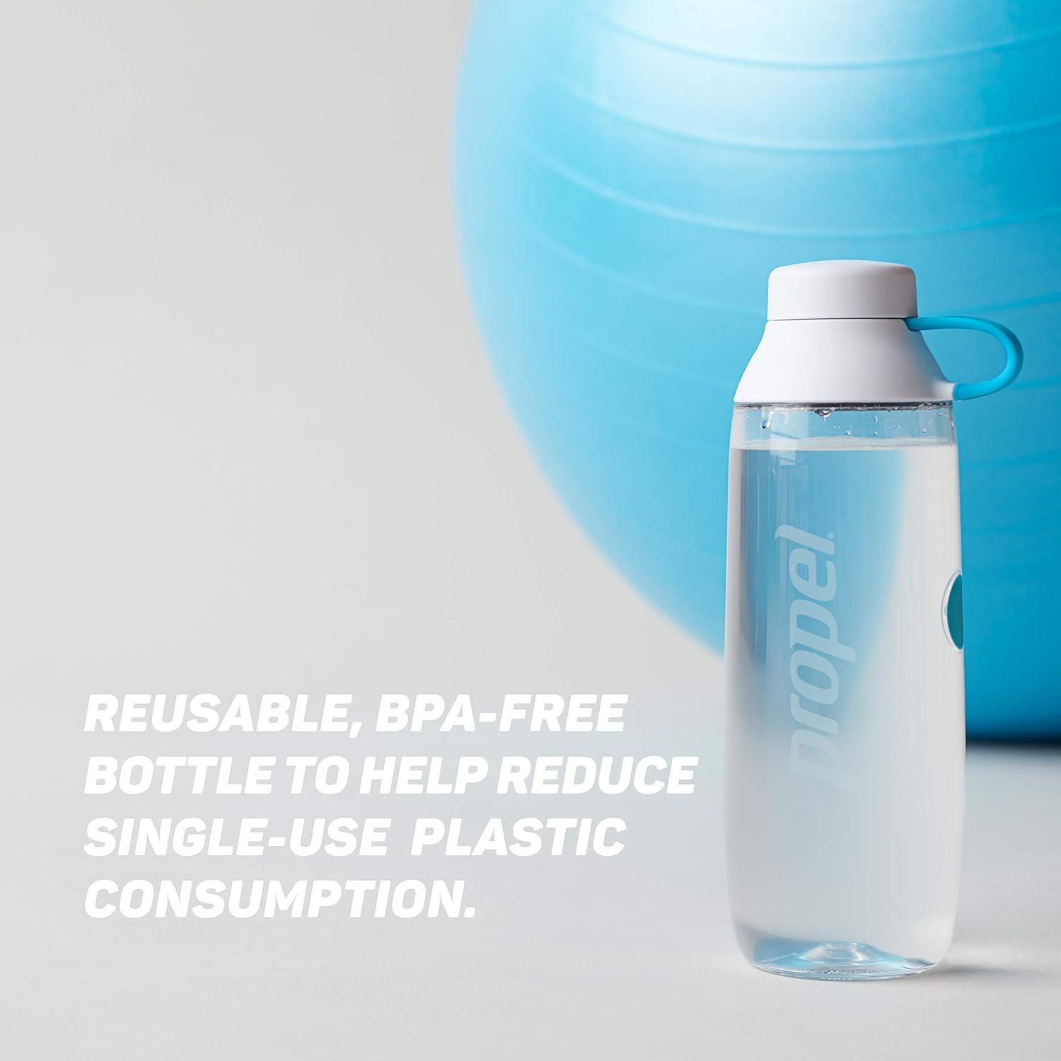 Propel 20oz Reusable Bottle, BPA Free, Impact Resistant, On-The-Go Strap, Dishwasher Safe White