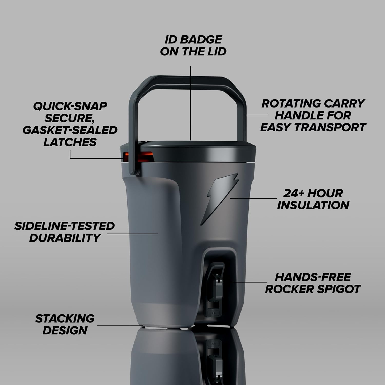 Gatorade Hydration Cooler, 3 Gallon, Grey