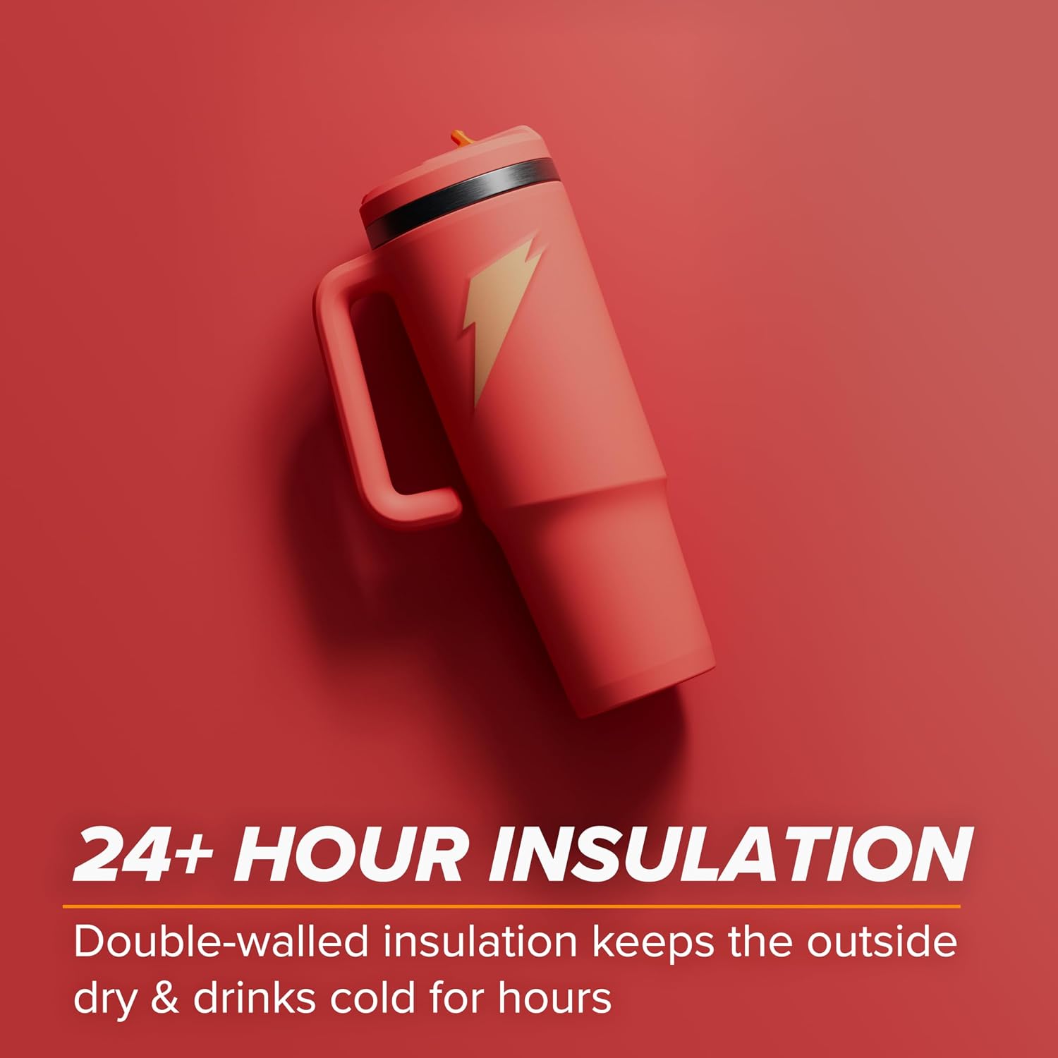Gatorade Crossover Stainless Steel Tumbler Water Bottle, Coral, Double-Wall Insulation, 36 fl oz