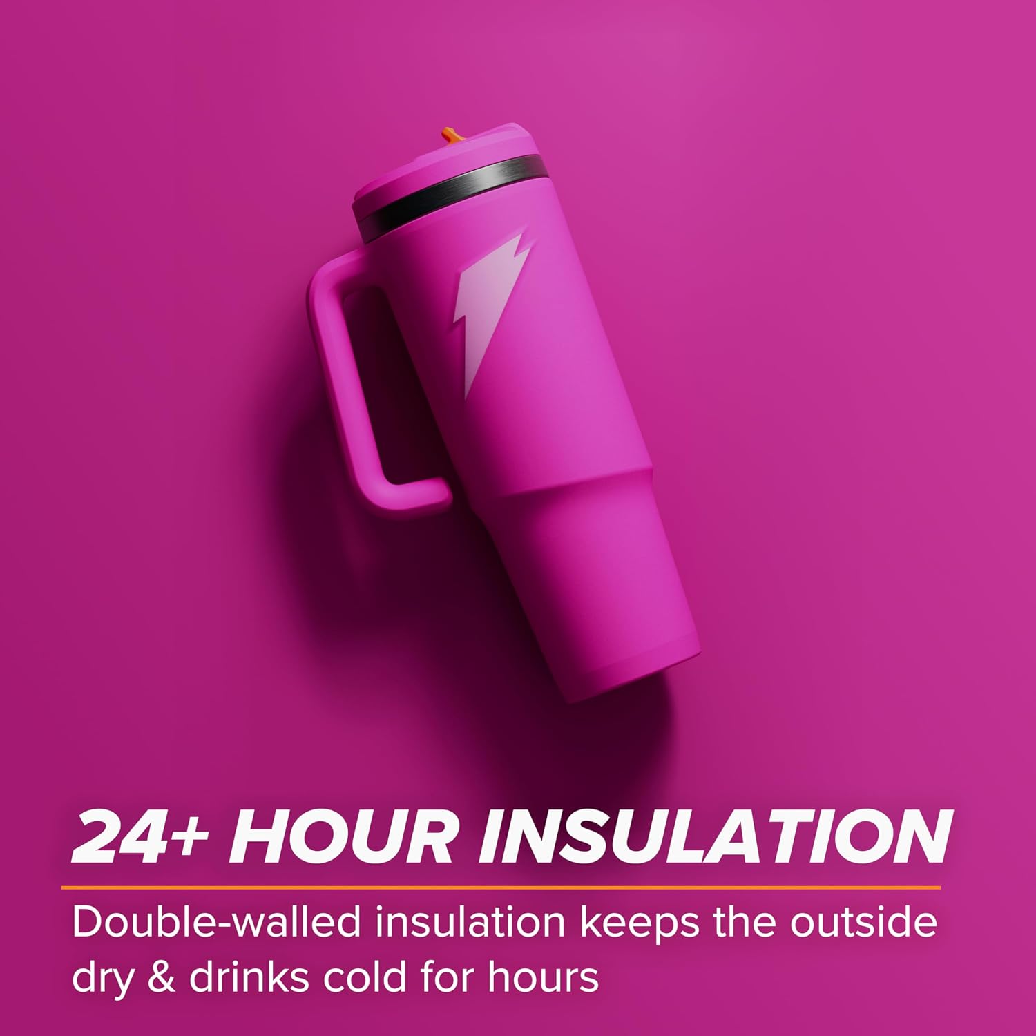 Gatorade Crossover Stainless Steel Tumbler Water Bottle, Pink, Double-Wall Insulation, 36 fl oz