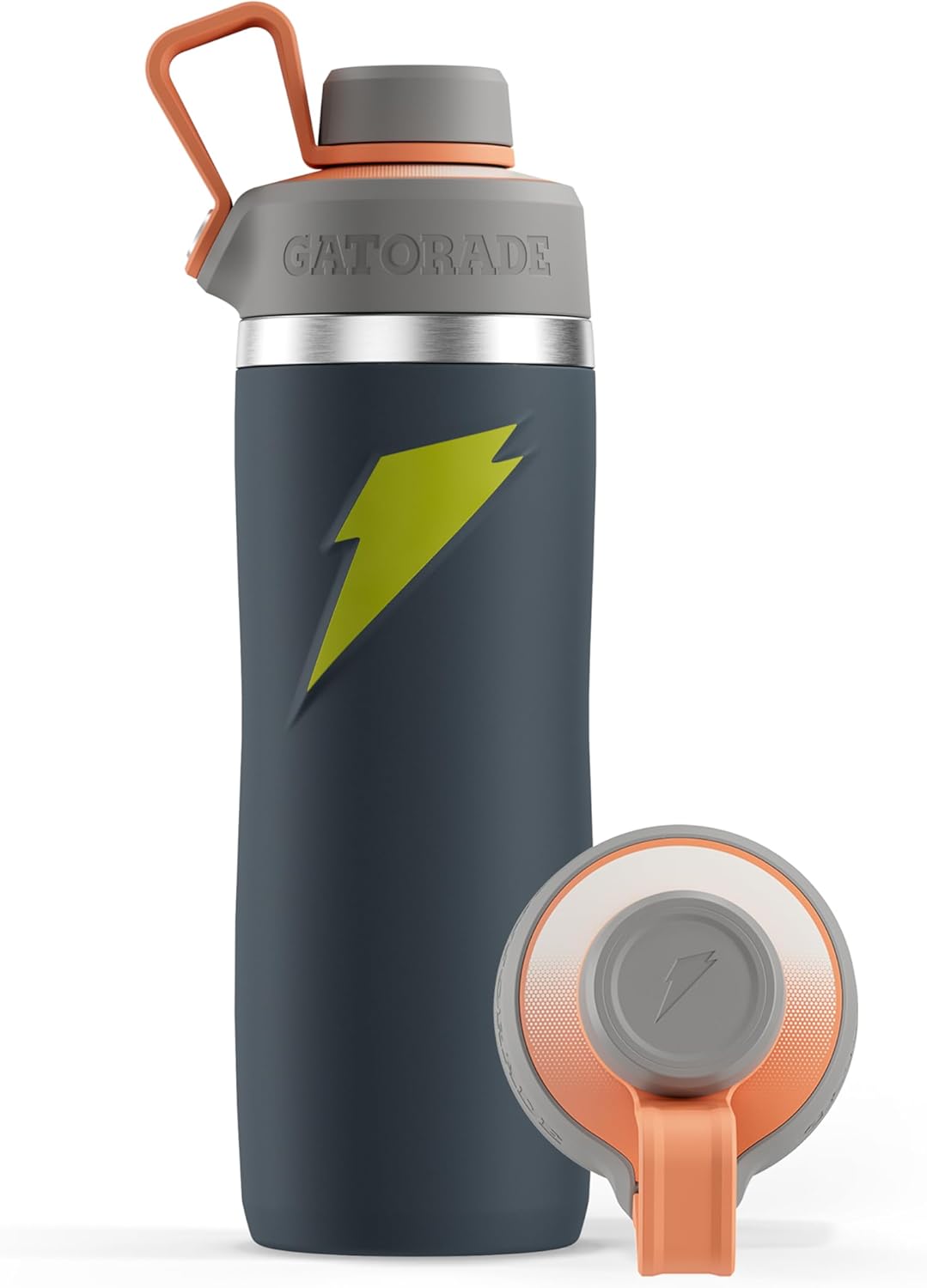 Gatorade 'Overtime' 22oz Stainless Steel Water Bottle, Twist Cap, GreyNeon Yellow