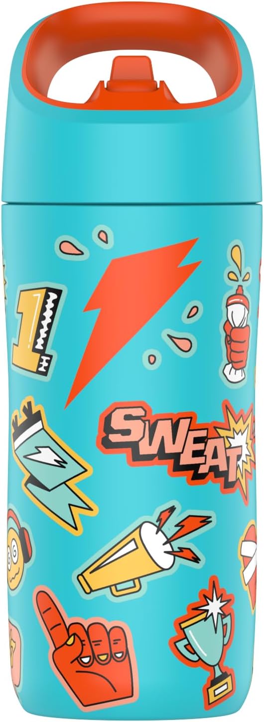 Gatorade Kids' Rookie Metal Water Bottle, 12oz, Stainless Steel Bottle, Double-Wall Insulation, Vacuum Insulated, Thermo Mug Sticker Teal
