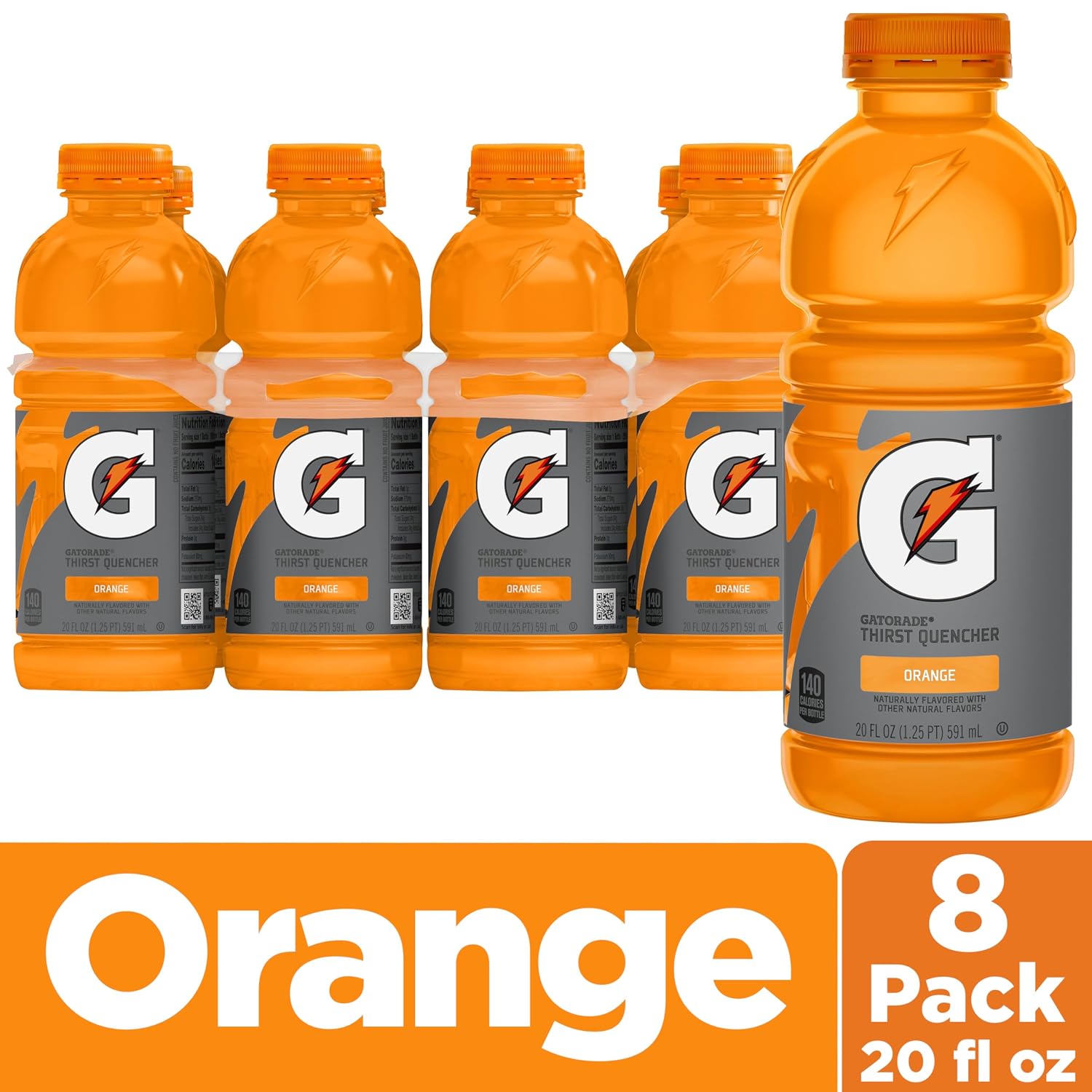 Gatorade Thirst Quencher, Orange, 20 Fl Oz (Pack of 8)