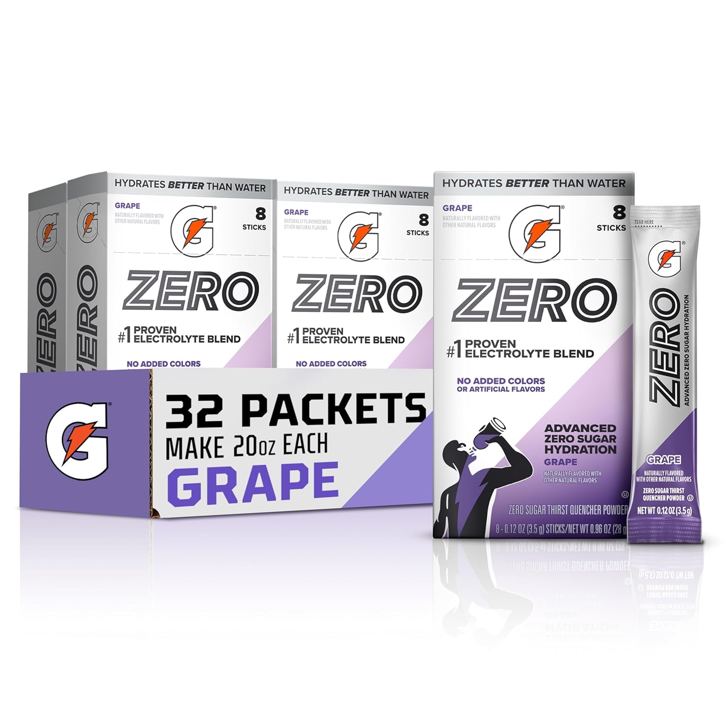 Gatorade Zero Sugar Powder, Grape, (32 Servings)