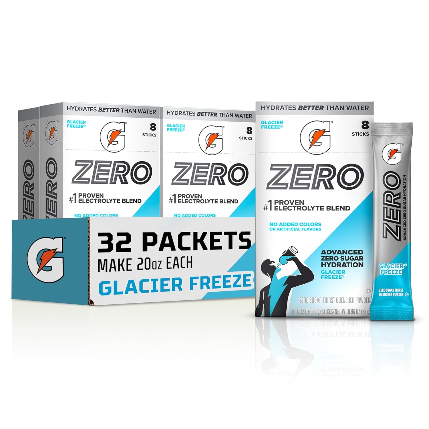 Gatorade Zero Sugar Powder, Glacier Freeze, (32 Servings)