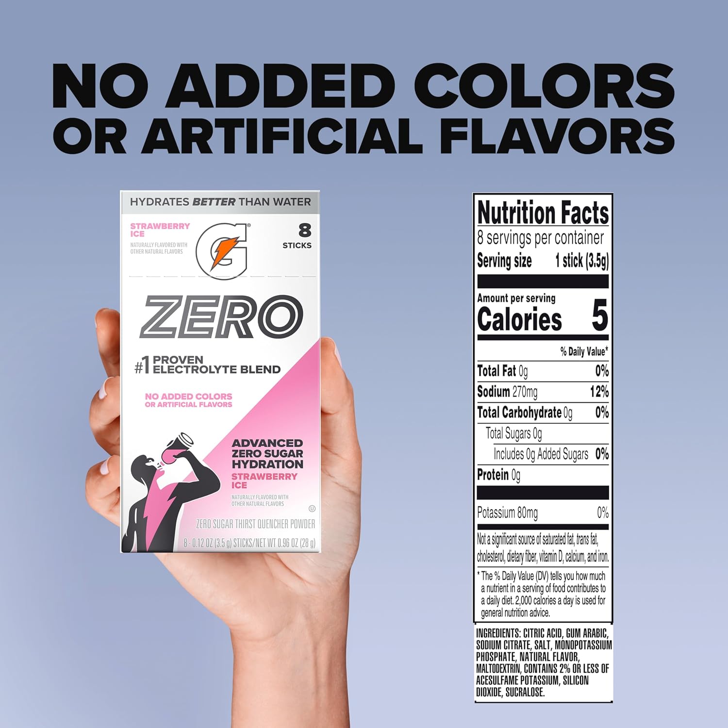 Gatorade Zero Sugar Powder, Strawberry Ice, (32 Servings)