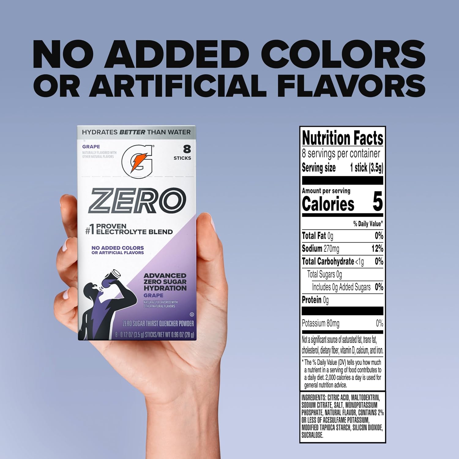 Gatorade Zero Sugar Powder, Grape, (96 Servings)