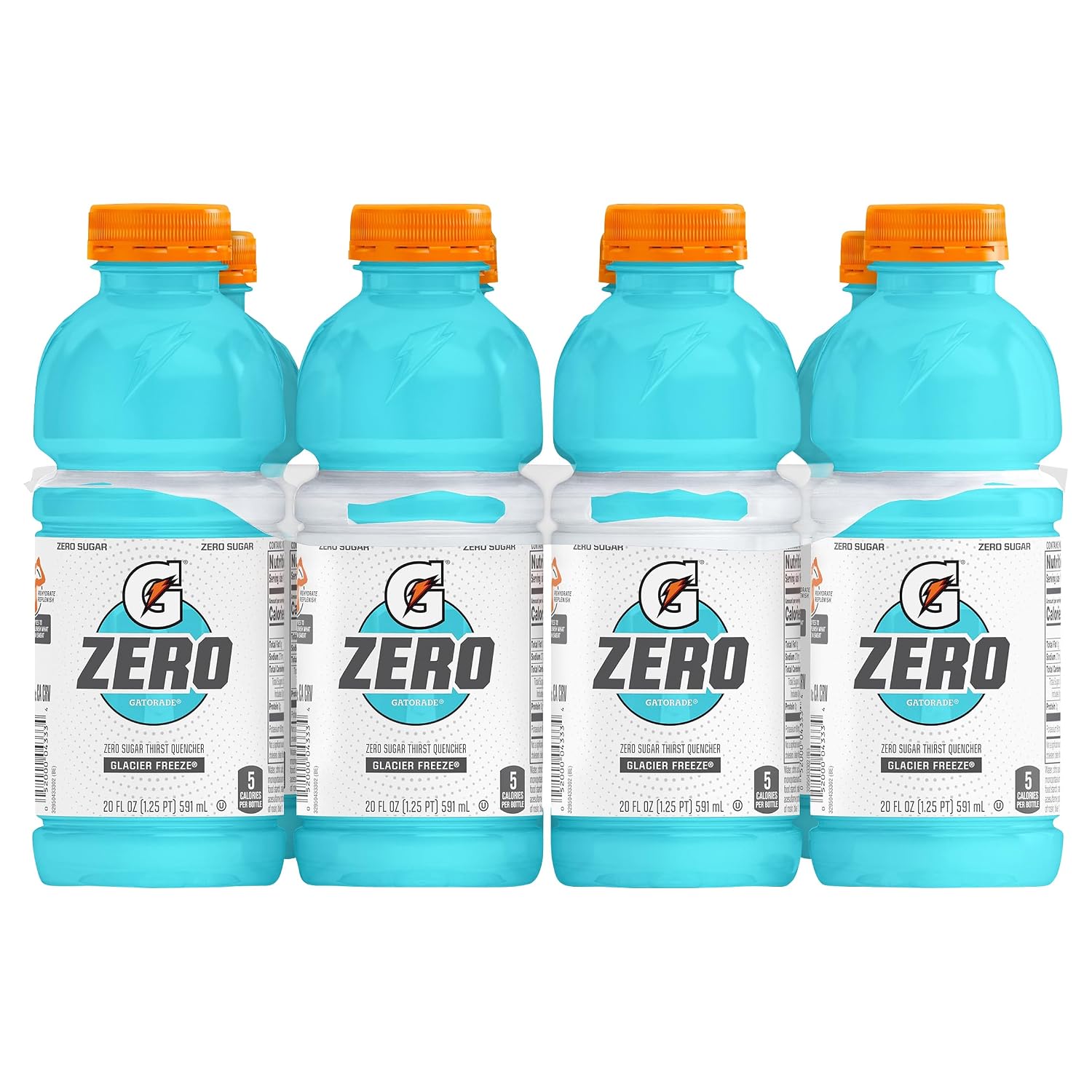 Gatorade Zero Sugar Thirst Quencher Sports Drink, Glacier Freeze, 20 Ounce Bottles (Pack of 8)