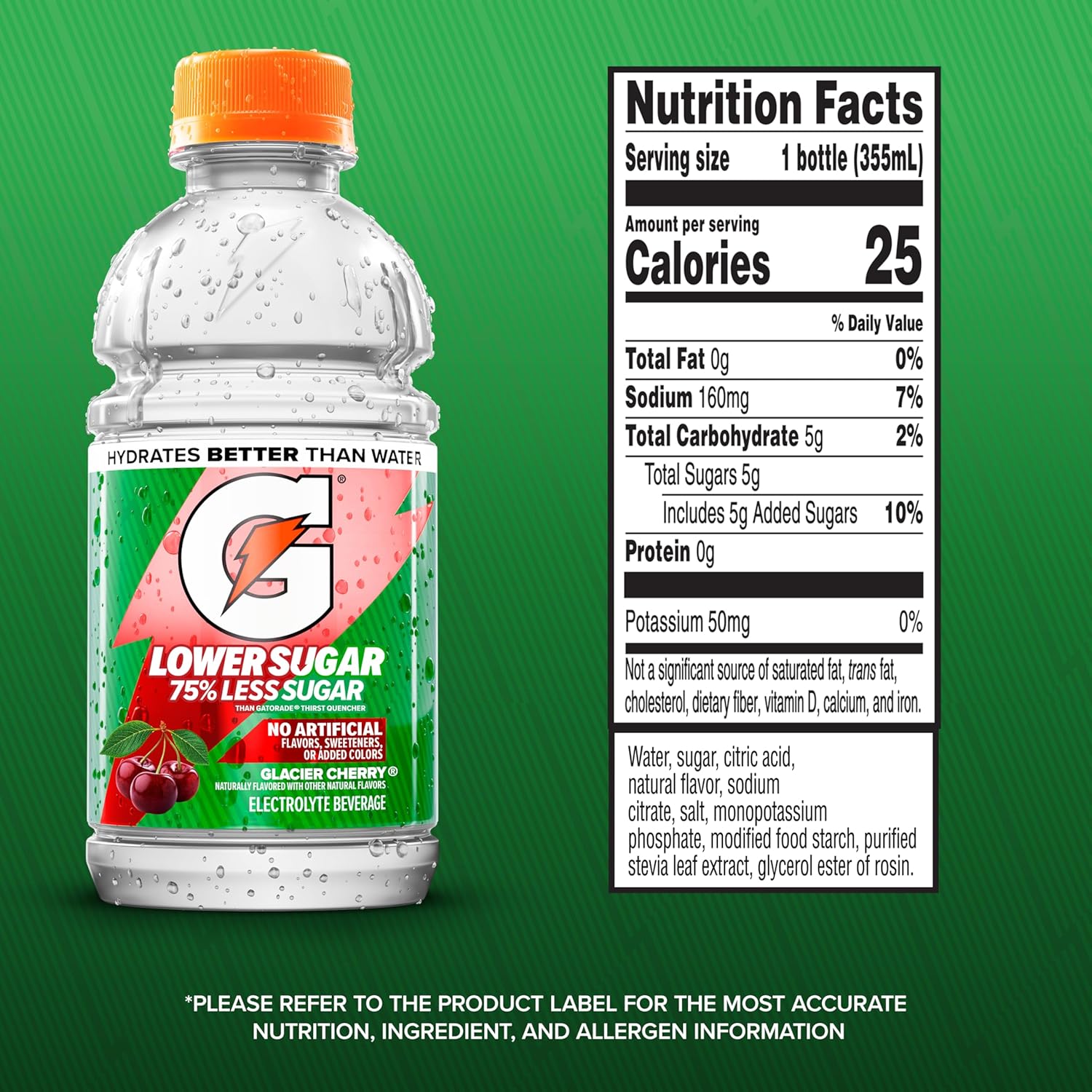 Gatorade Lower Sugar Sports Drink, Glacier Cherry, 12 oz Bottles, (12 Pack)