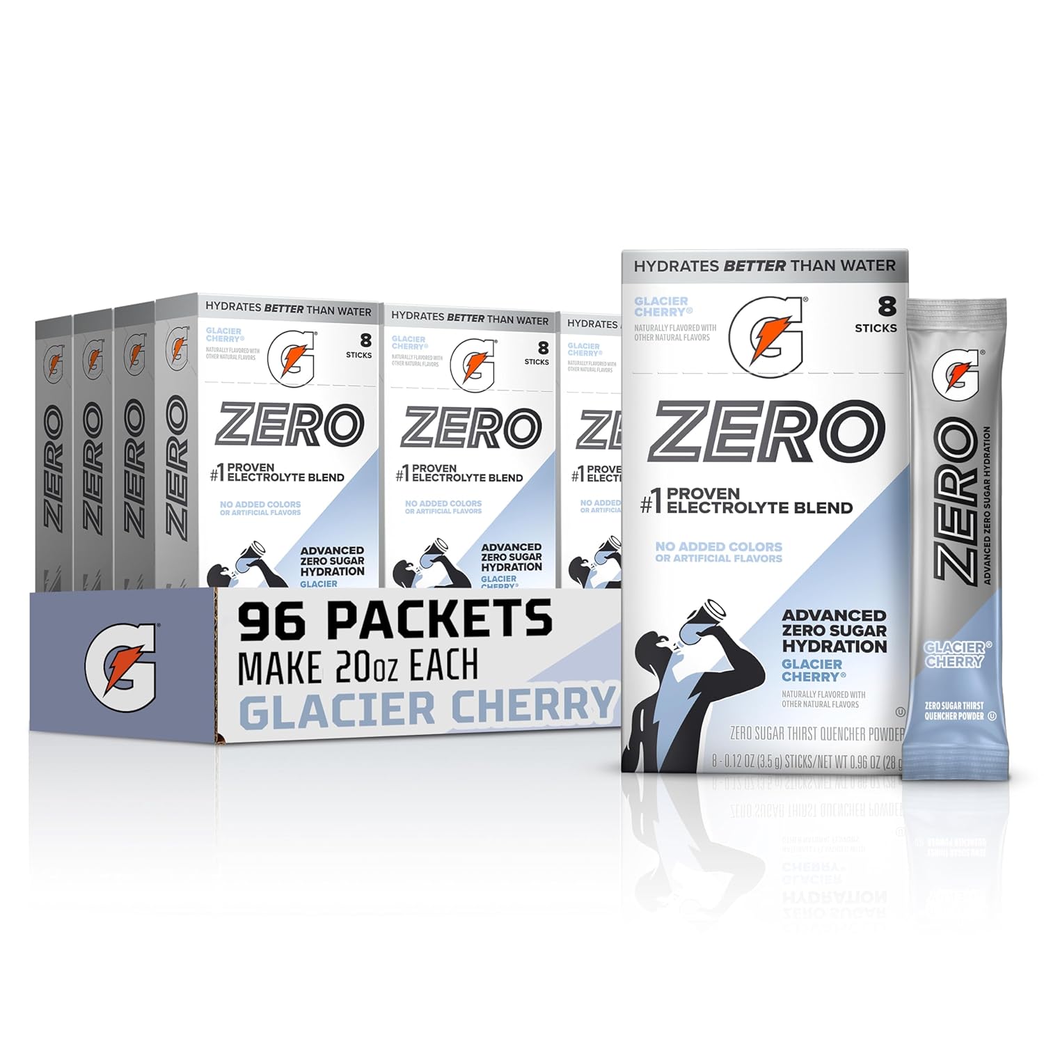 Gatorade Zero Sugar Powder, Glacier Cherry, (96 Servings)