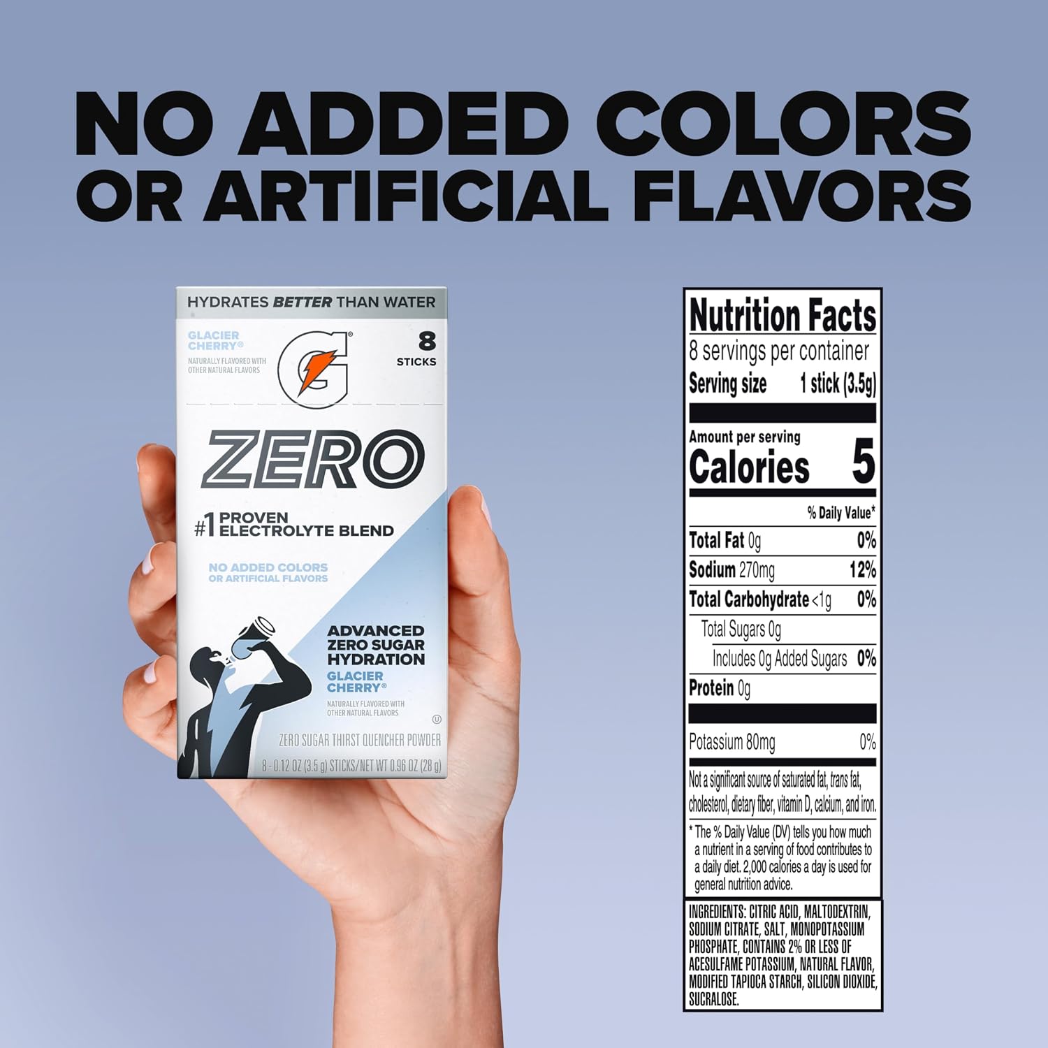 Gatorade Zero Sugar Powder, Glacier Cherry, (96 Servings)