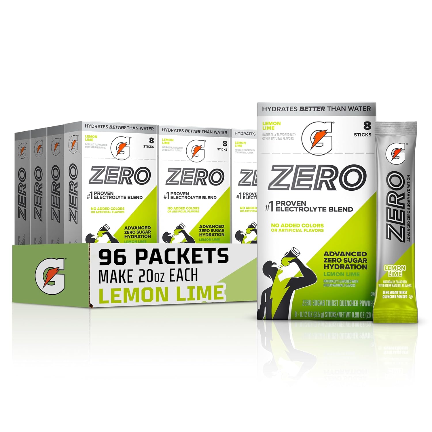 Gatorade Zero Sugar Powder, Lemon Lime, (96 Servings)
