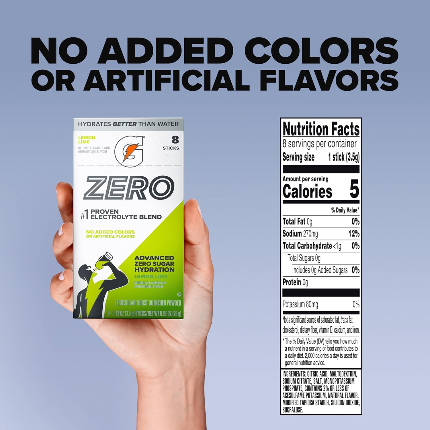 Gatorade Zero Sugar Powder, Lemon Lime, (96 Servings)