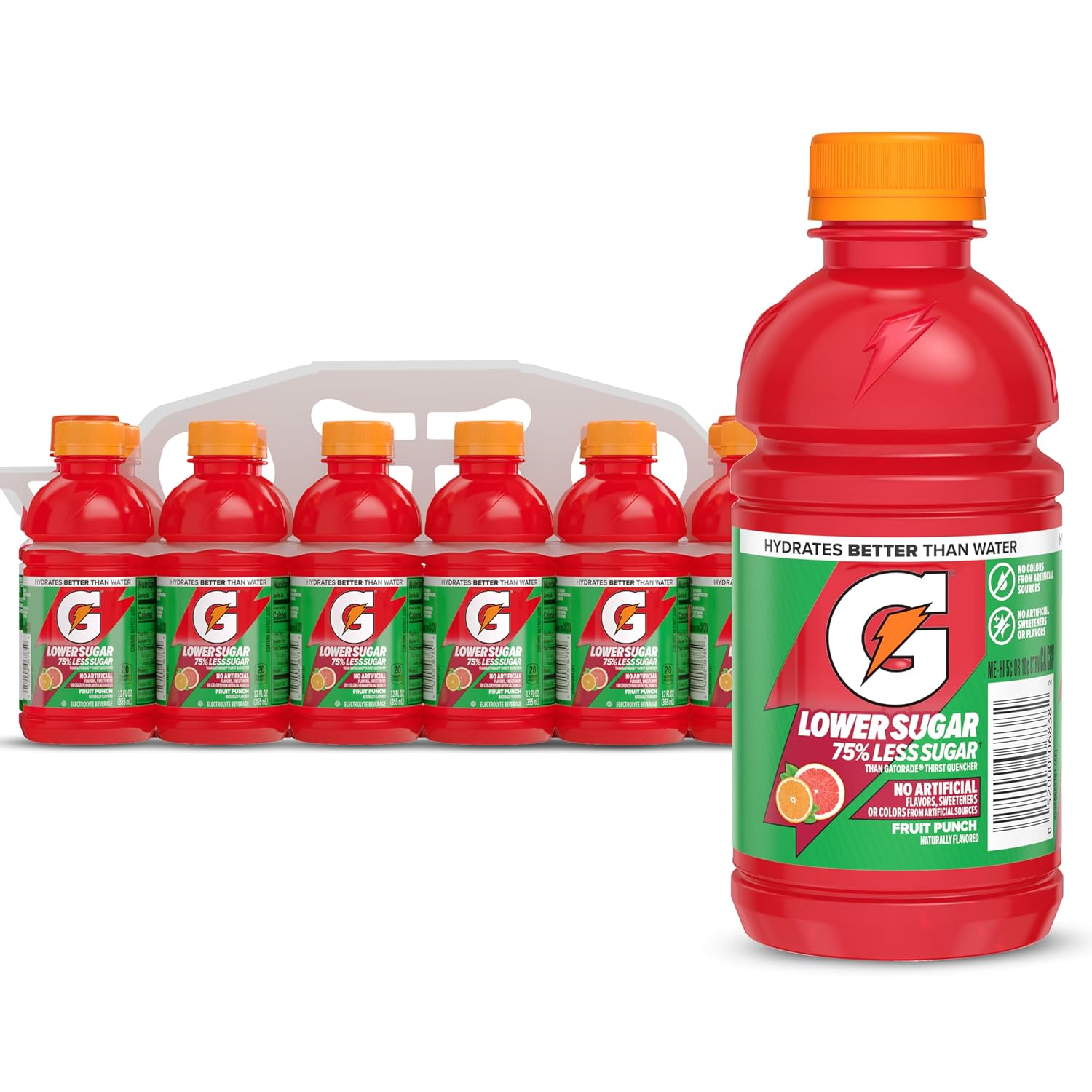Gatorade Lower Sugar Sports Drink, Fruit Punch, 12 oz Bottles, (12 Pack)