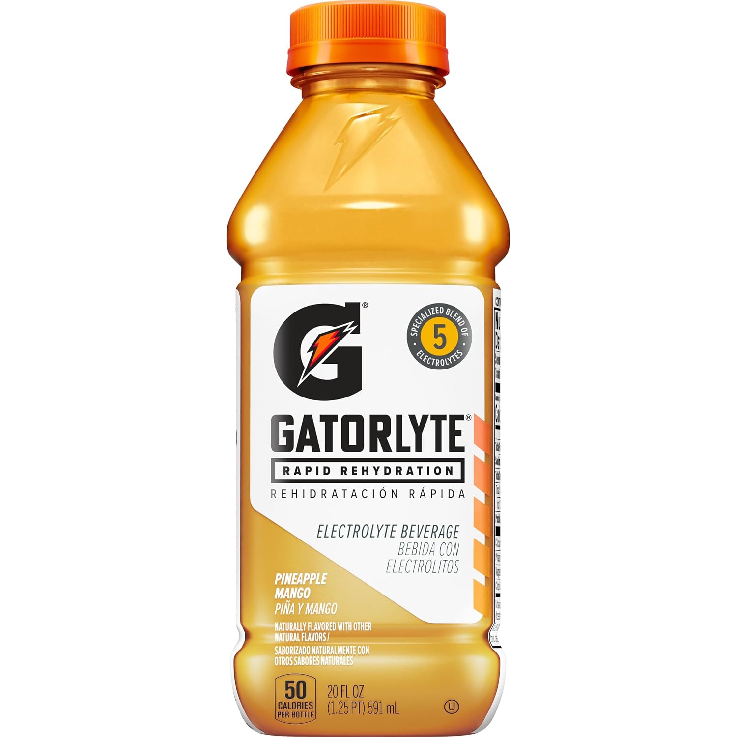 Gatorlyte Rapid Rehydration Electrolyte Drink, Pineapple Mango, 20 fl oz Bottles (12 Pack), Specialized Blend of 5 Electrolytes, Lower Sugar, No Artificial Sweeteners, No Artificial Flavors, Gatorade, Hydration