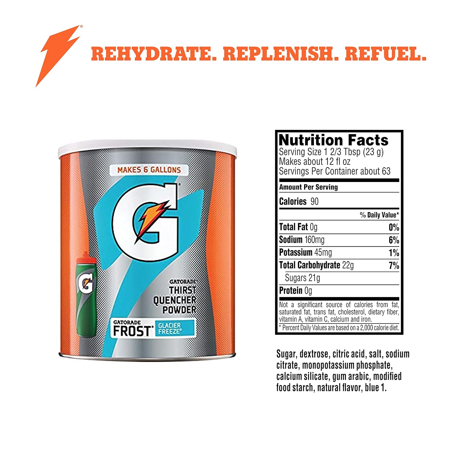 Gatorade Thirst Quencher Powder, Glacier Freeze, 51oz Powder (Pack of 3)