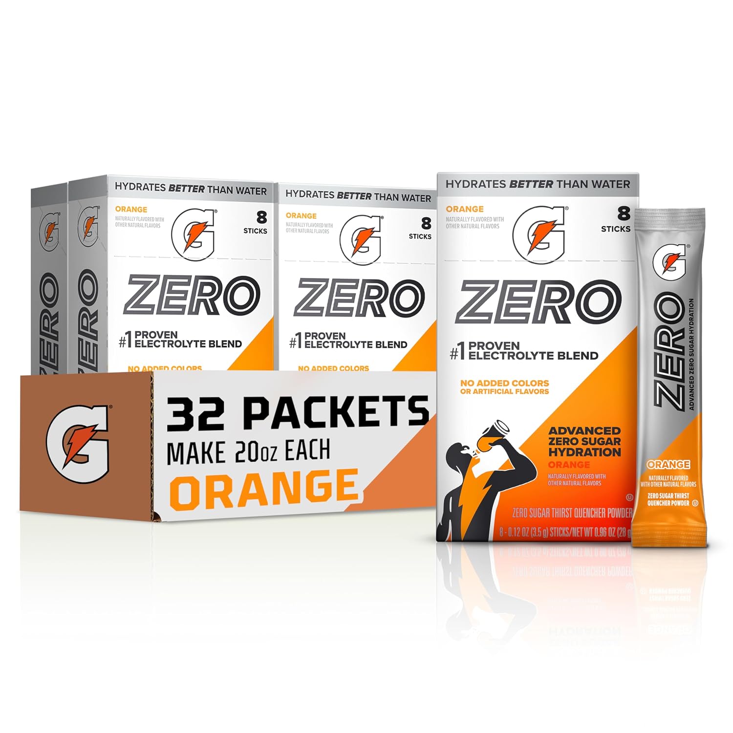 Gatorade Zero Sugar Powder, Orange, (32 Servings)