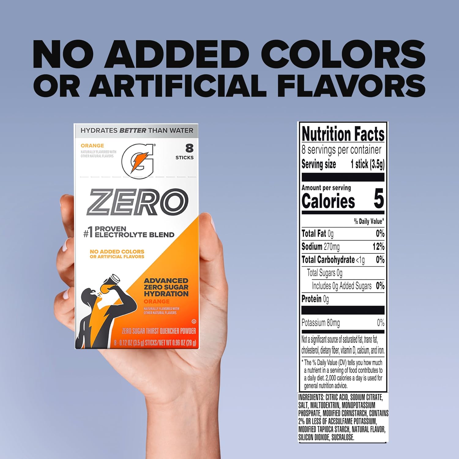 Gatorade Zero Sugar Powder, Orange, (32 Servings)