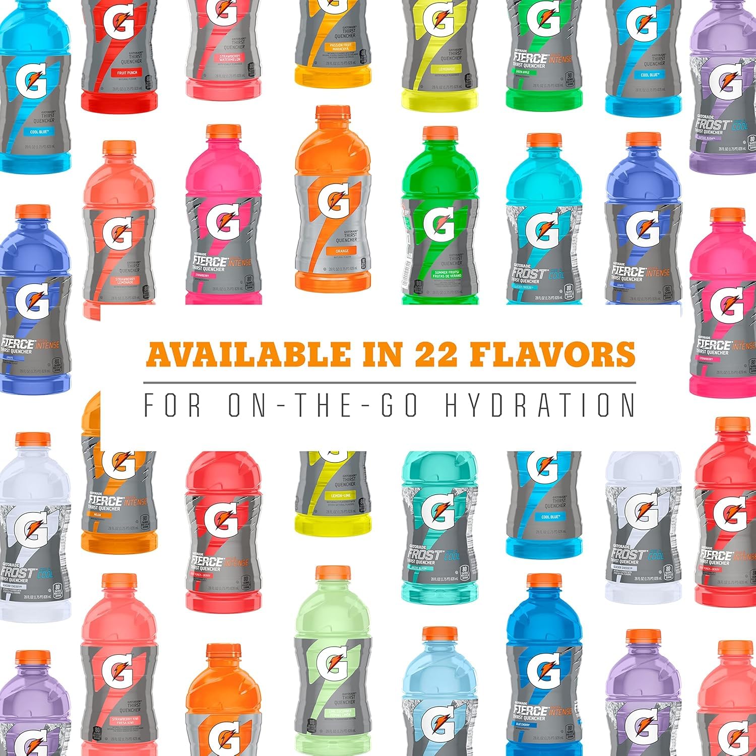 Gatorade Thirst Quencher, Fruit Punch, Glacier Cherry, Cool Blue Variety Pack, 12 Fl Oz (Pack of 18)