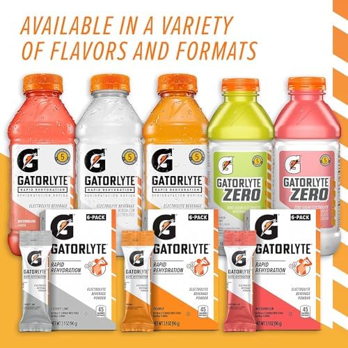 Gatorlyte Zero Sugar Rapid Rehydration Electrolyte Drink, 3 Flavor Variety Pack, 20 fl oz Bottles (12 Pack), Specialized Blend of 5 Electrolytes, 15 Calories, No Artificial Sweeteners, No Flavors