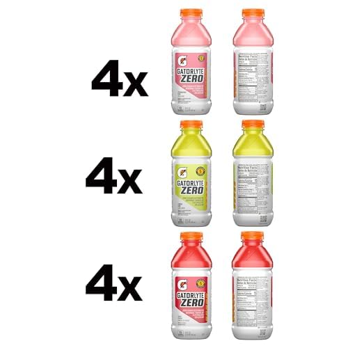 Gatorlyte Zero Sugar Rapid Rehydration Electrolyte Drink, 3 Flavor Variety Pack, 20 fl oz Bottles (12 Pack), Specialized Blend of 5 Electrolytes, 15 Calories, No Artificial Sweeteners, No Flavors