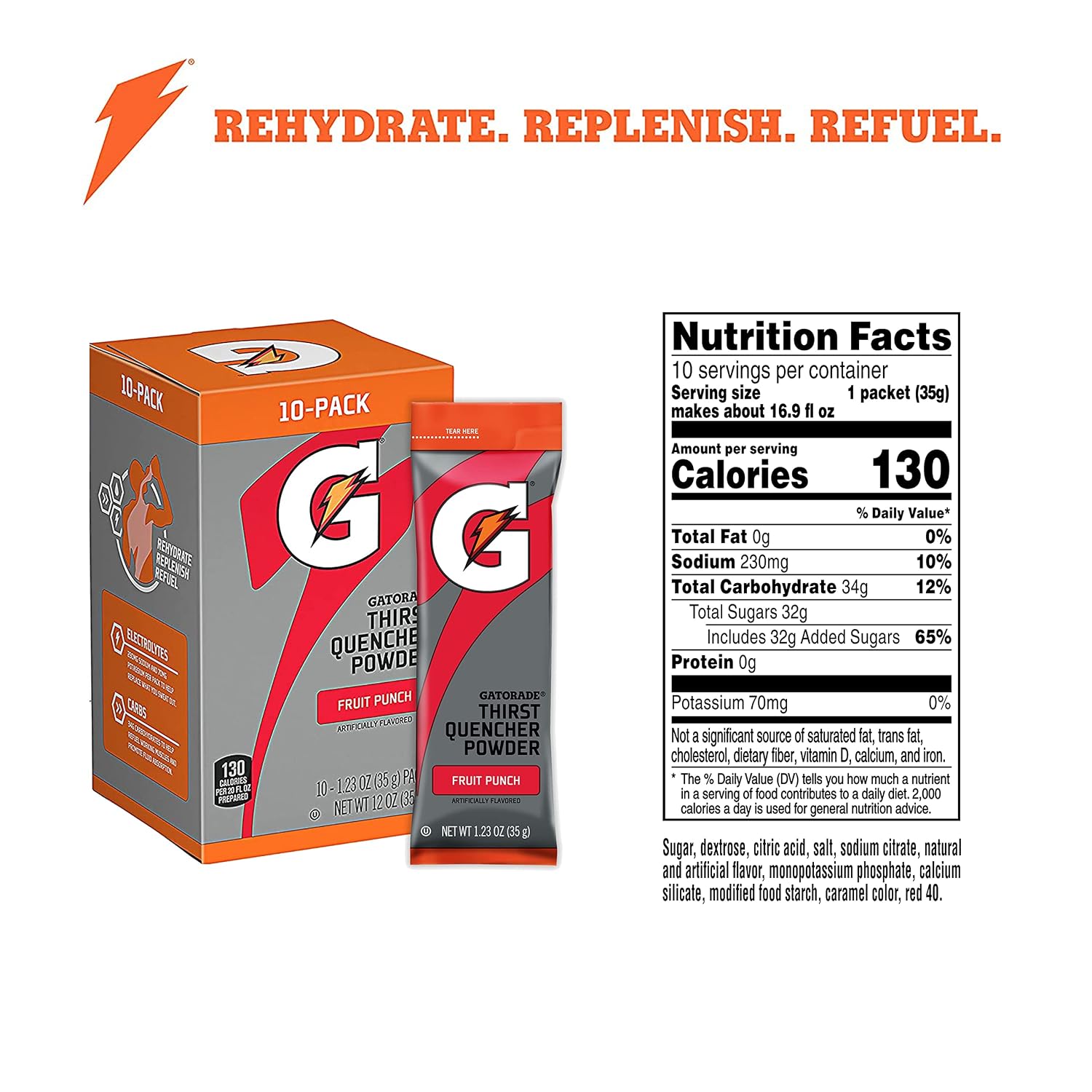 Gatorade Thirst Quencher Powder, Fruit Punch, 1.23oz Packets, Makes 20 ounces ,80 Count (Pack of 1)