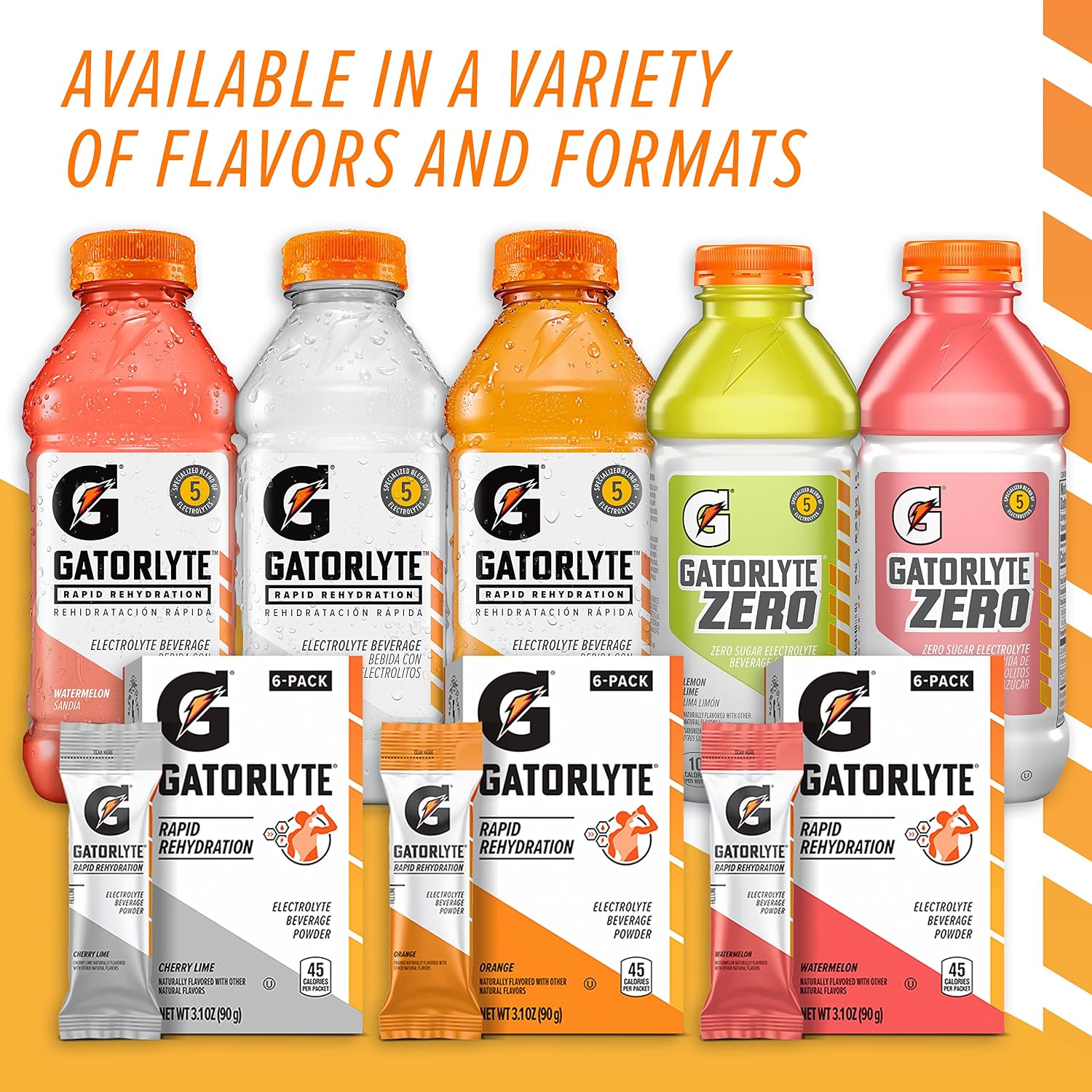 Gatorlyte Zero Sugar Rapid Rehydration Electrolyte Drink, Lemon Lime, 20 fl oz Bottles (12 Pack), Specialized Blend of 5 Electrolytes, Zero Sugar, 15 Calories, No Artificial Sweeteners, No Artificial Flavors, Gatorade, Hydration