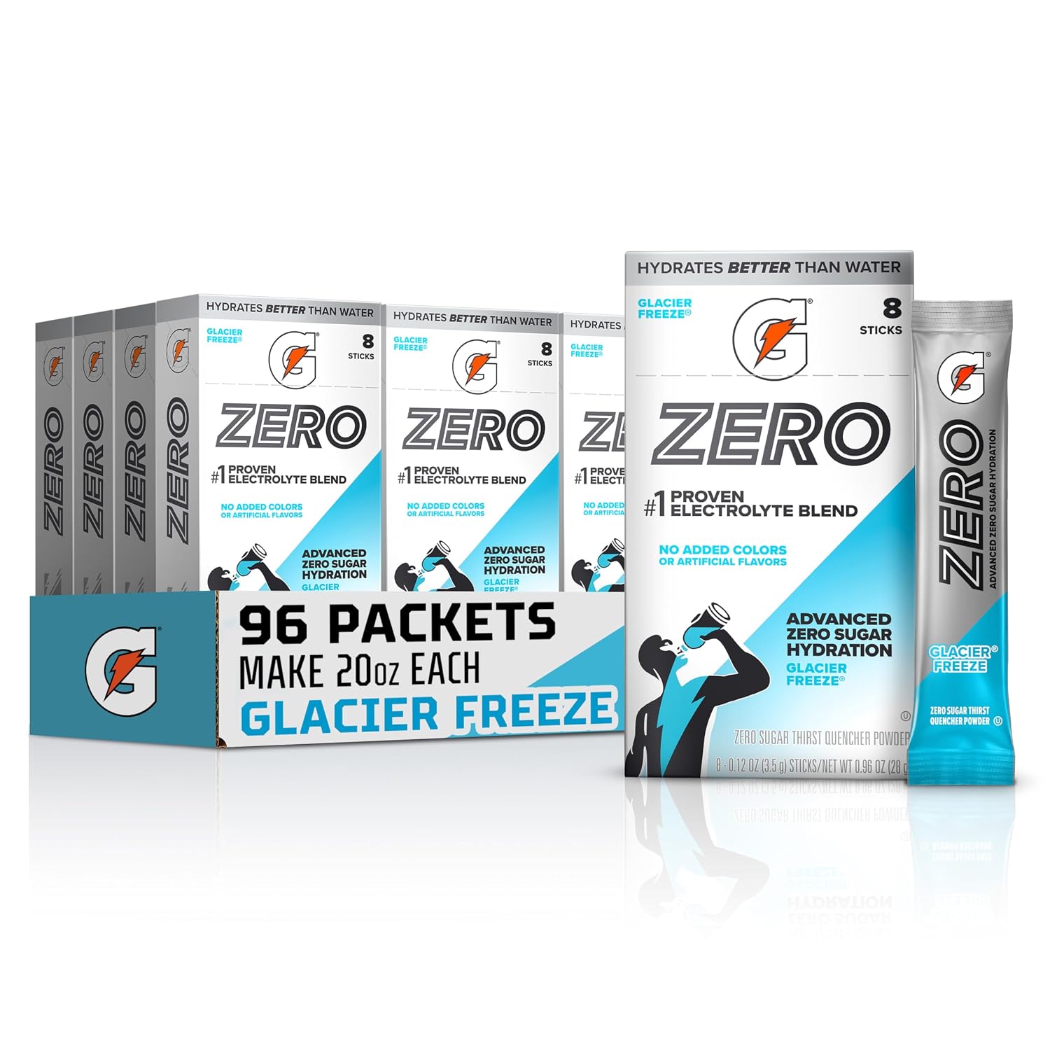 Gatorade Zero Sugar Powder, Glacier Freeze, (96 Servings)