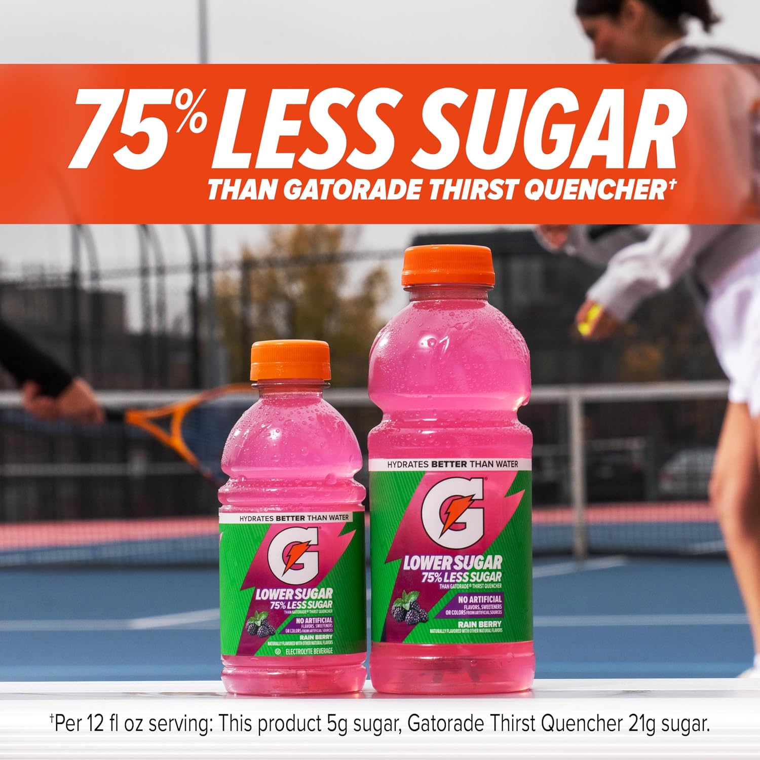 Gatorade Lower Sugar Sports Drink, Rain Berry, 20 fl oz Bottles, (6 Pack)