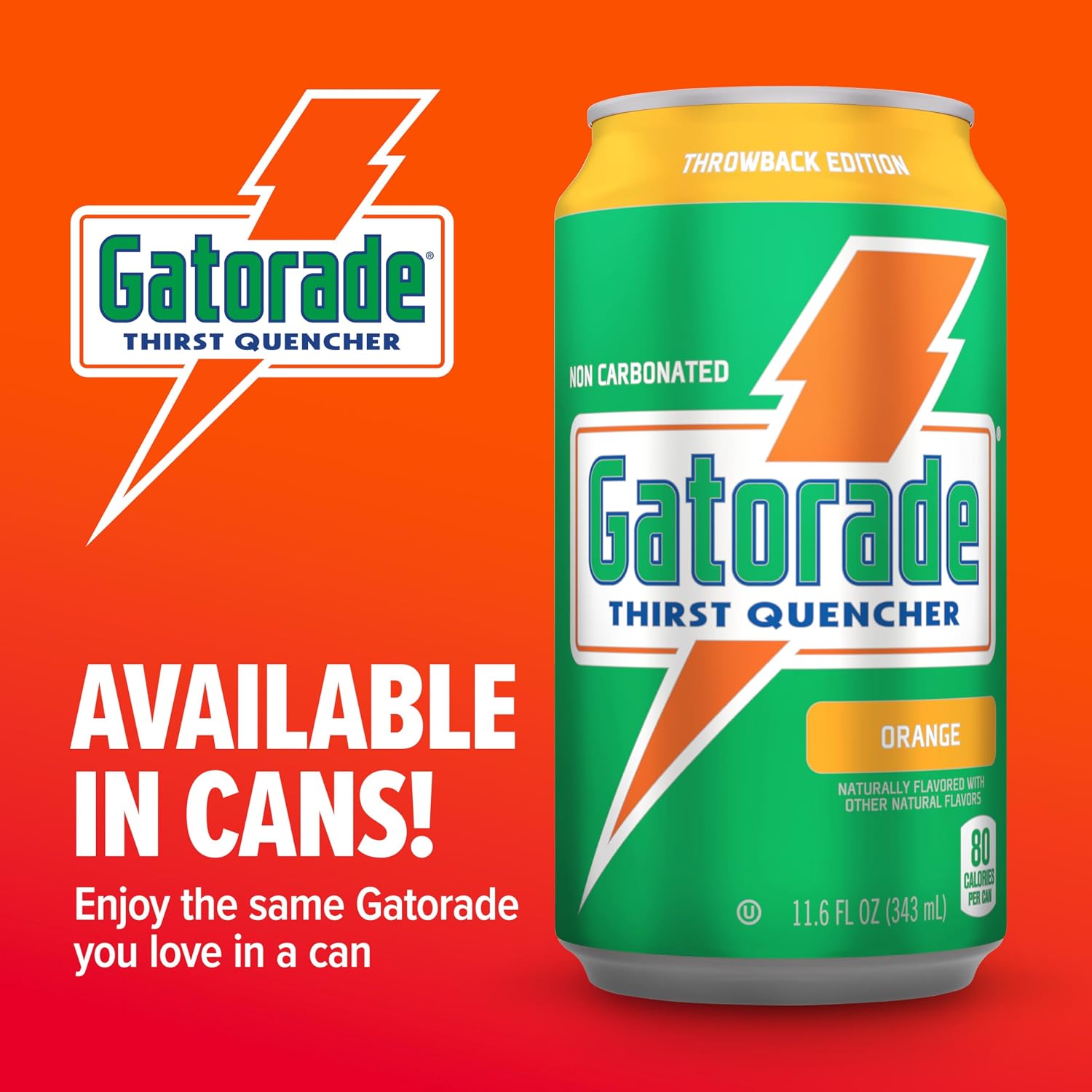 Gatorade Thirst Quencher, Orange, 11.6 Fl Oz Cans (Pack of 18)