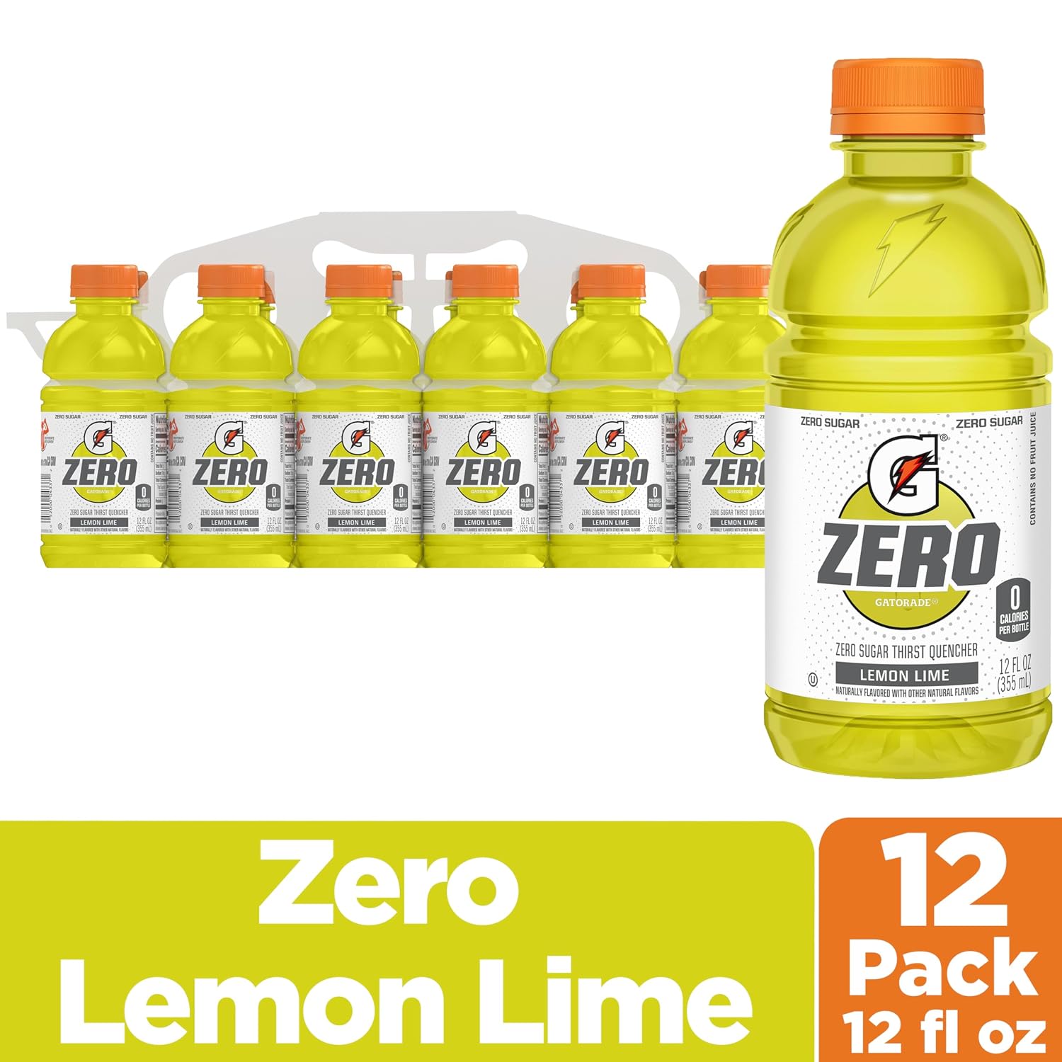 Gatorade G Zero Sports Drink, Lemon Lime, 12 Fl Oz (Pack of 12)