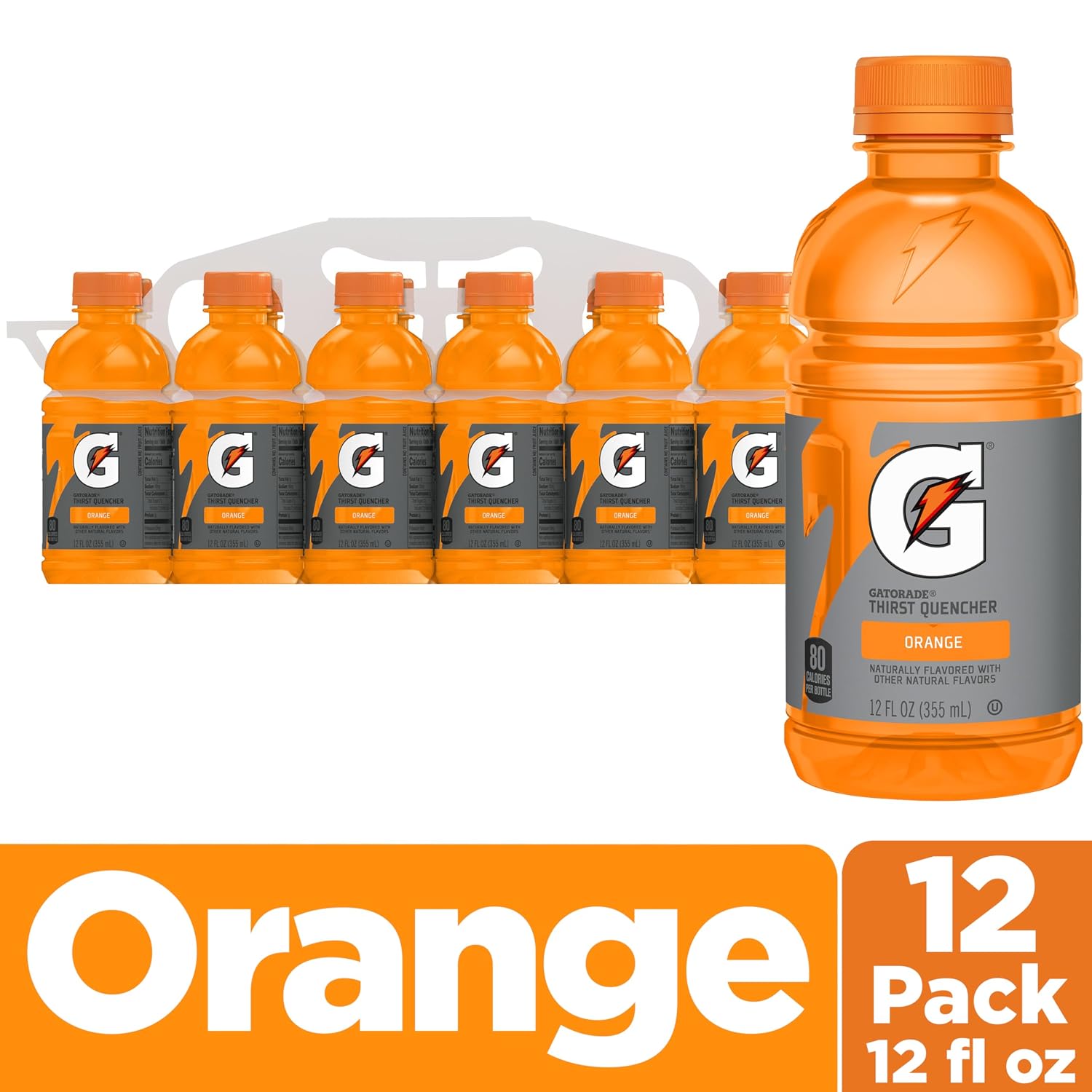 Gatorade Thirst Quencher, Orange, 12 Fl Oz (Pack of 12)